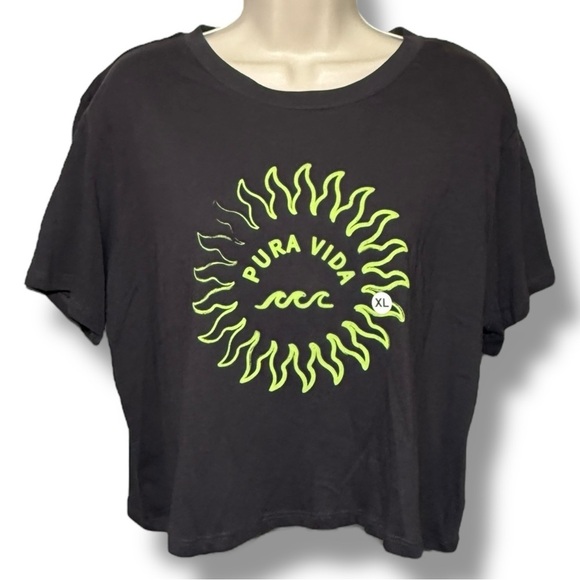 Pura Vida Tops - Pura Vida Women’s Wave Logo Crop Tee Gray Size XL